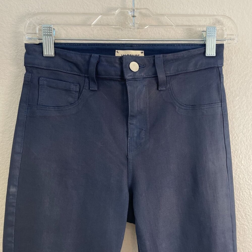 L'Agence Womens 26 Dark Blue Skinny Margot Coated Jeans Stretch Ankle USA - Picture 3 of 9
